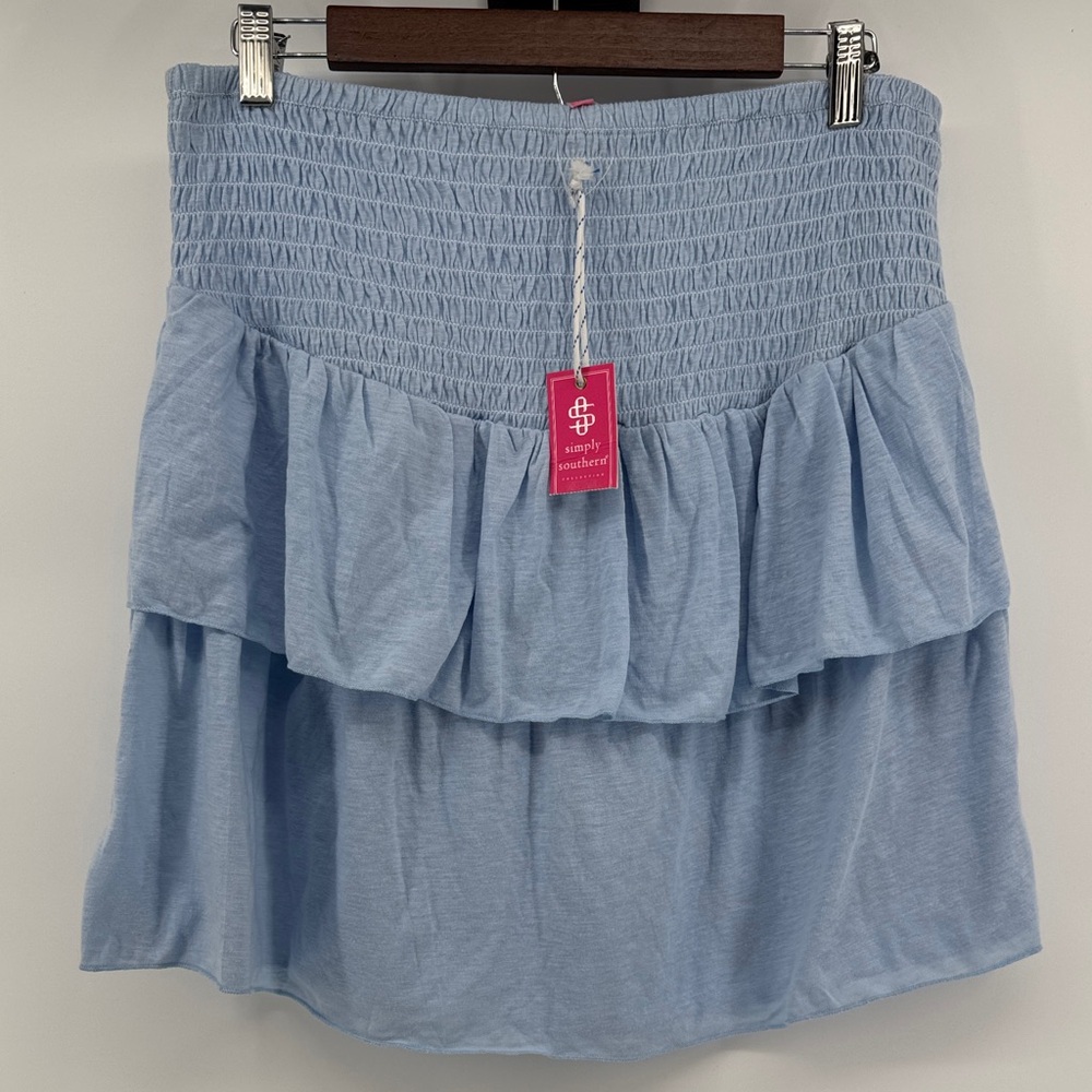 Simple Southern Blue Ruffled Tiered Skirt Women's Size XL NWT Cottagecore Flirty